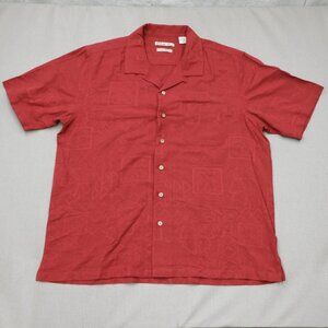 Vtg Batik Bay Men XL 100% Silk Shirt Cuban Style Resortwear Beachy Woven Pattern